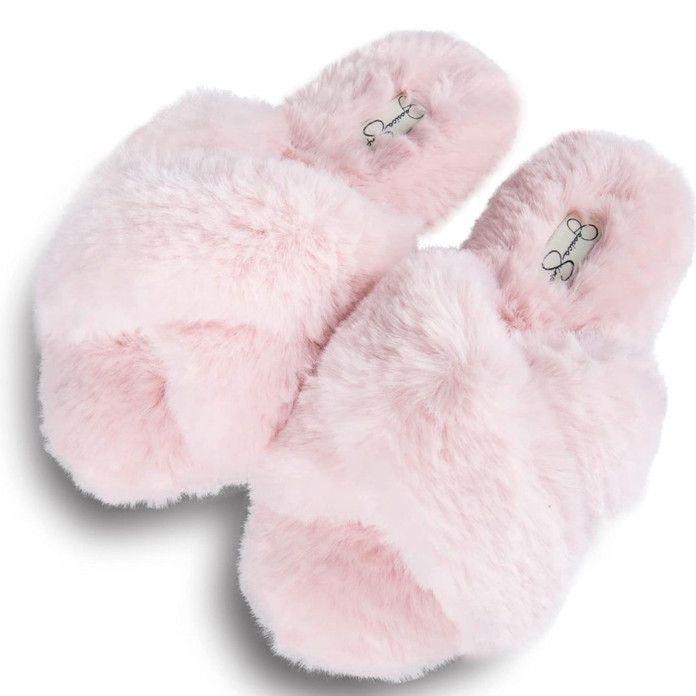 jessica simpson slippers Pink Fuzzy